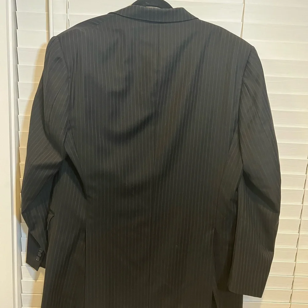 Burberry London Kensington Mens 42L Wool Pinstripe Suit Jacket Blazer Black